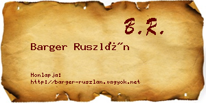 Barger Ruszlán névjegykártya